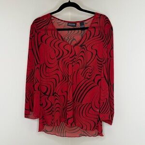 True Vintage New York & Company Shirt Red and Black Swirls | Psychedelic Pattern